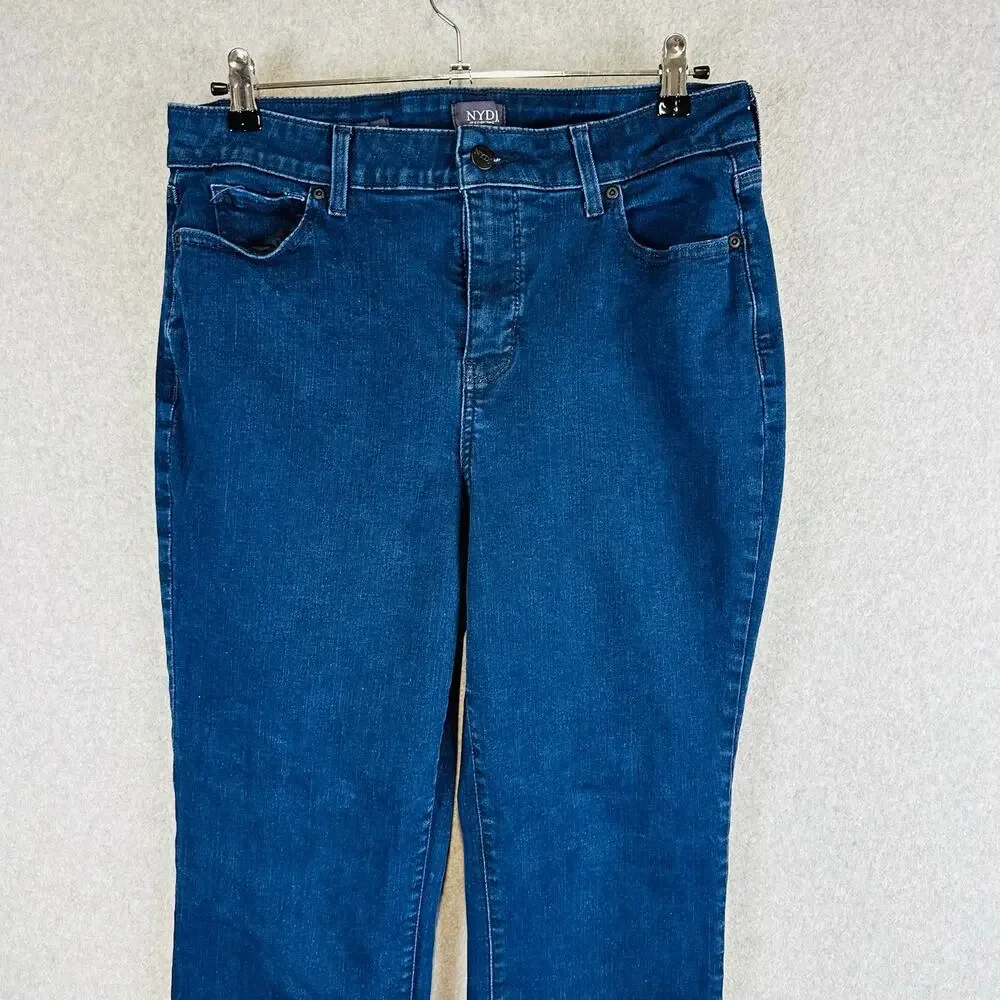 NYDJ Womans Sz 14 Plus Jeans Blue Marilyn Straight Lift Tuck‎ Stretch Denim